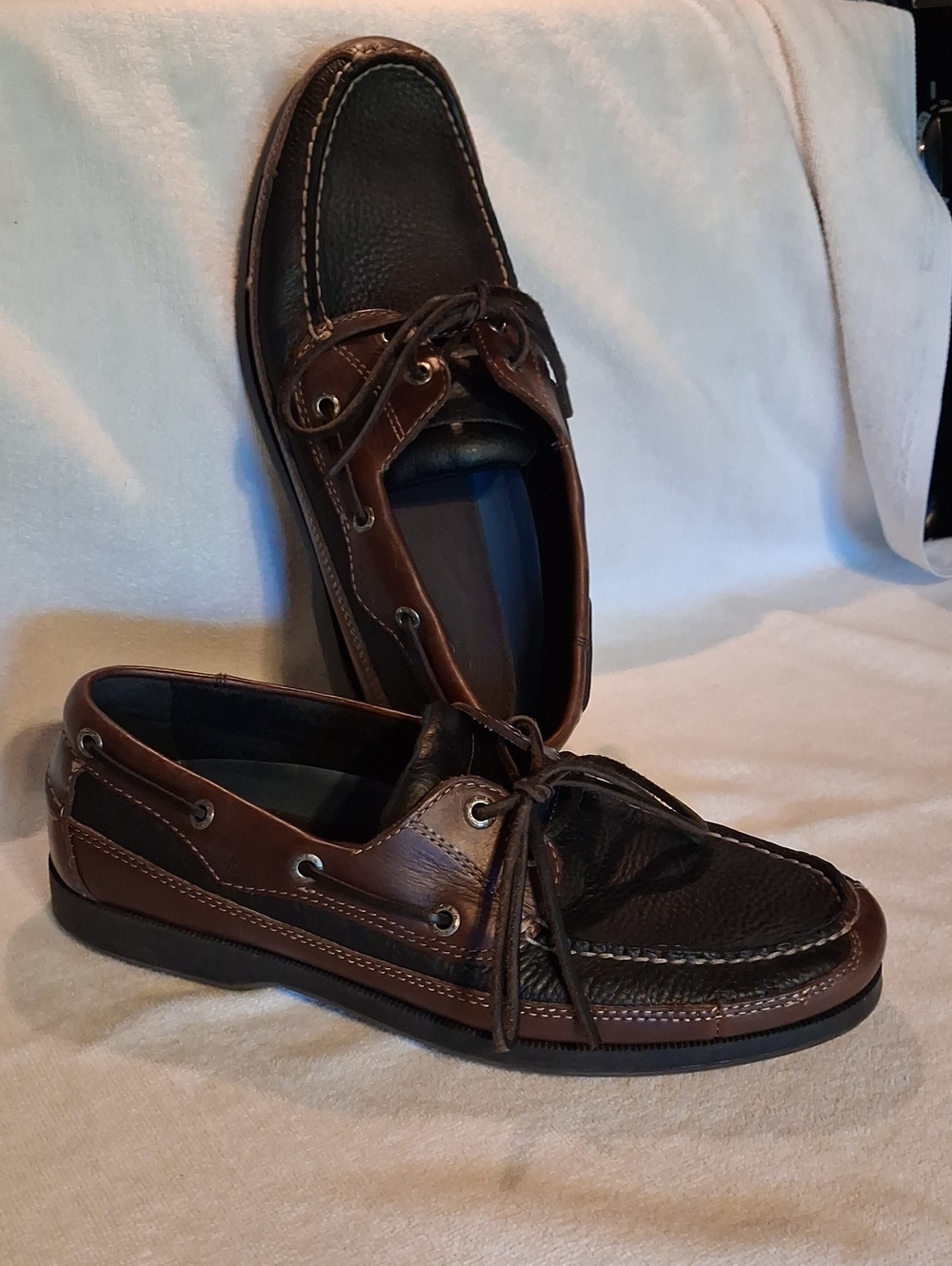 Dockers Two-Tone Brown and Black Leather Boat Shoes Size 9.5